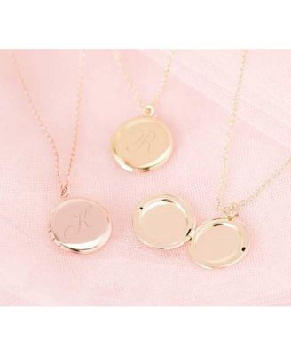 14K Gold Plated Isla Initial Long Locket Necklace