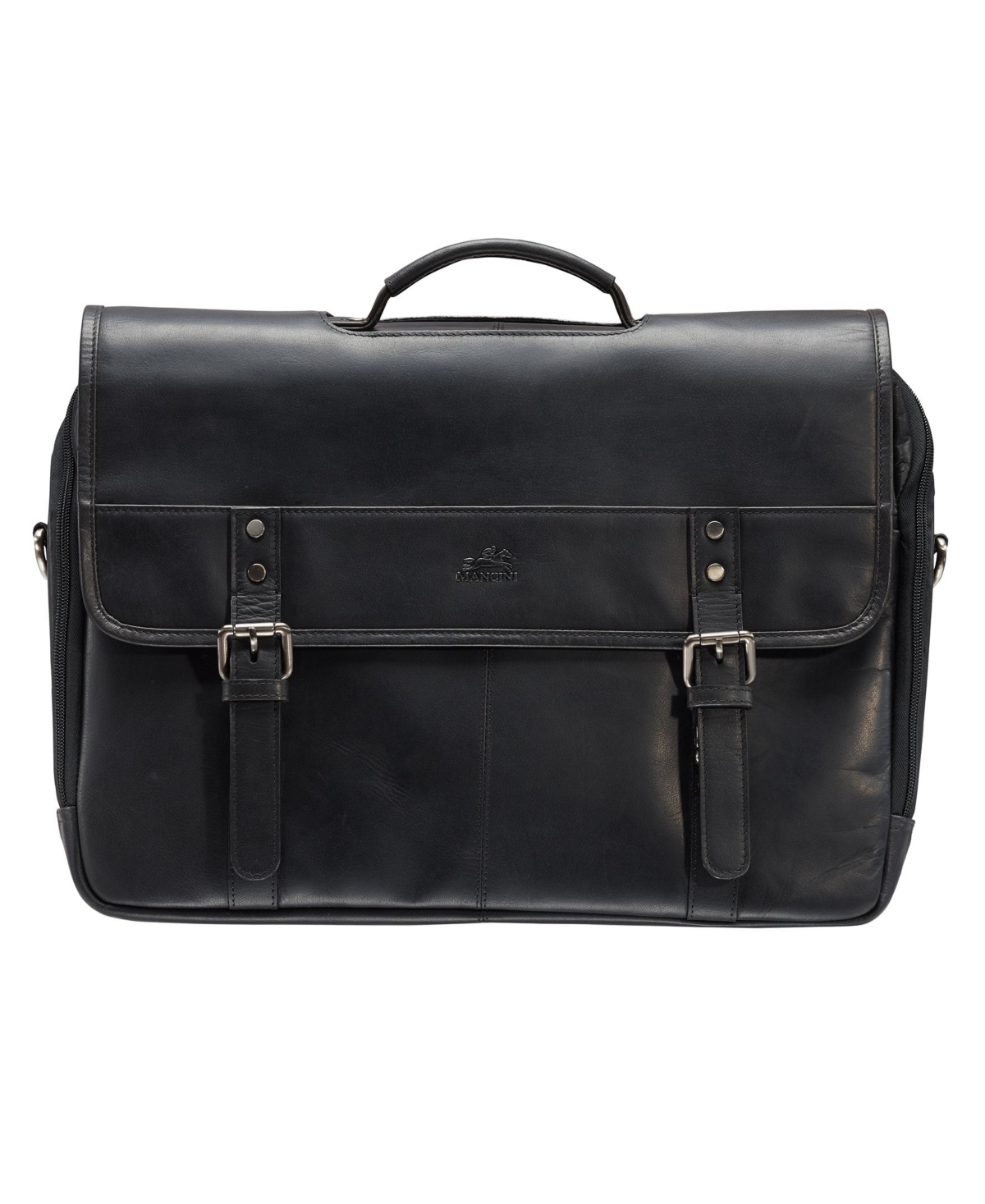 Men's Double Compartment Briefcase with Rfid Secure Pocket for 15.6" Laptop and Tablet - Black