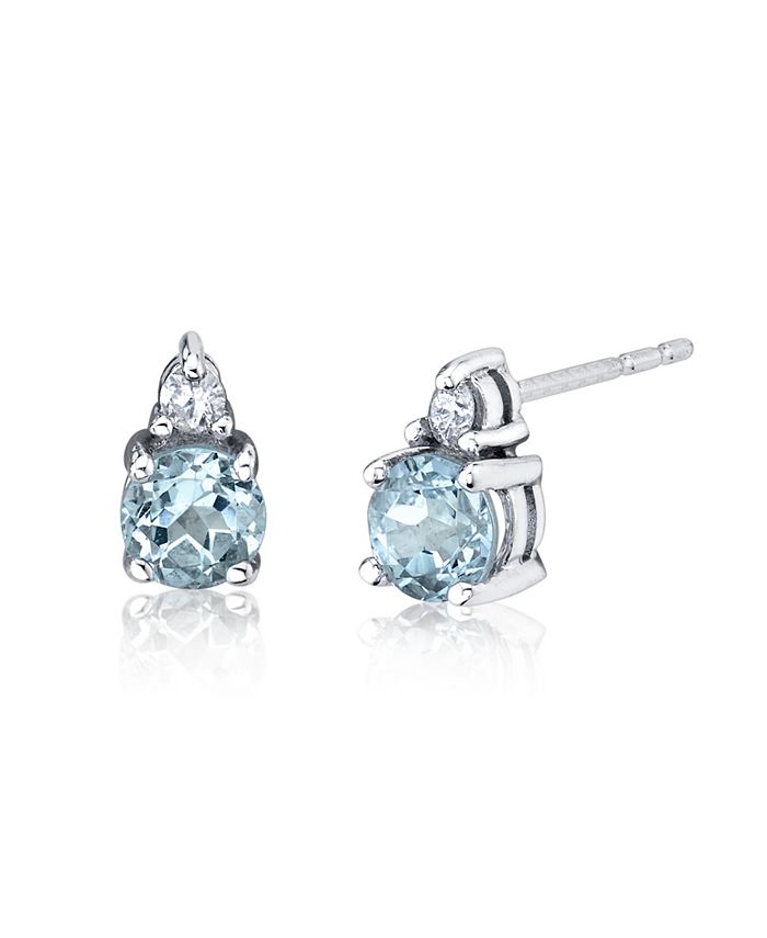 Macy's Aquamarine (1/2 ct. t.w.) & Diamond (1/20 ct. t.w.) Earrings in ...