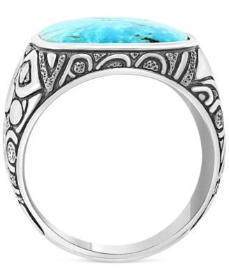 EFFY&reg; Men's Turquoise Eagle Ring in Sterling Silver