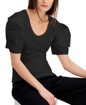 INC International Concepts - Cotton Poplin Elbow-Sleeve Top