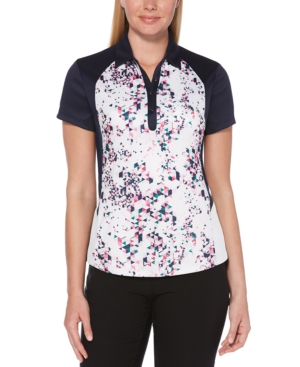 Pga Tour Women's Confetti Print Keyhole Back Polo Top