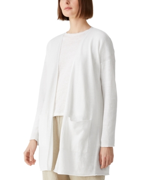 Eileen Fisher Long Organic Linen & Organic Cotton Cardigan