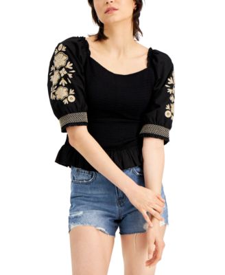 INC International Concepts - Embroidered Smocked Top