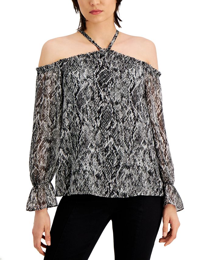 Snake print off the shoulder top sales