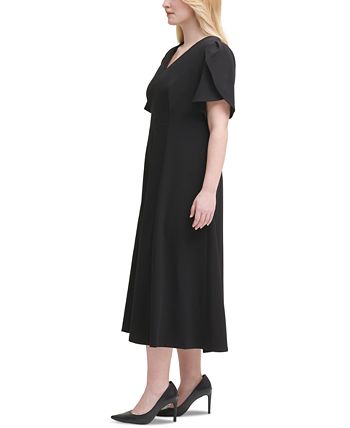 Calvin Klein Plus Size Tulip-Sleeve Midi Dress - Macy's