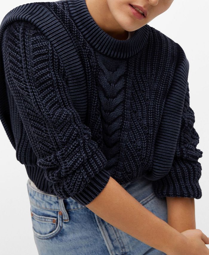 MANGO Embossed Contrasting Knit - Macy's