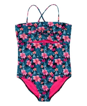 Hurley Big Girls Knotted Cutout One Piece Swimsuit