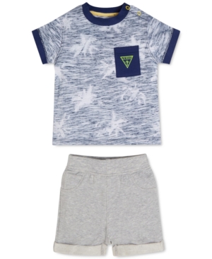 Guess Kids' Baby Boys 2-pc. T-shirt & Shorts Set In Shadow Palms Print