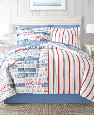 Shop Fairfield Square Collection Sunset Beach Reversible 8 Pc. Comforter Sets, Created For Macy's In Blue