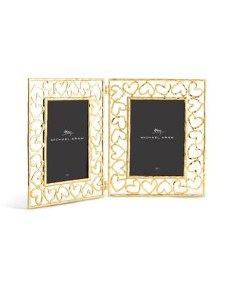 Double Heart Frame Gold 5x7