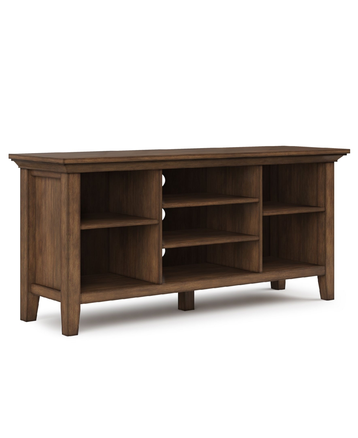 Simpli Home Redmond Solid Wood Tv Media Stand With Open Shelves In Rustic Natural Brown