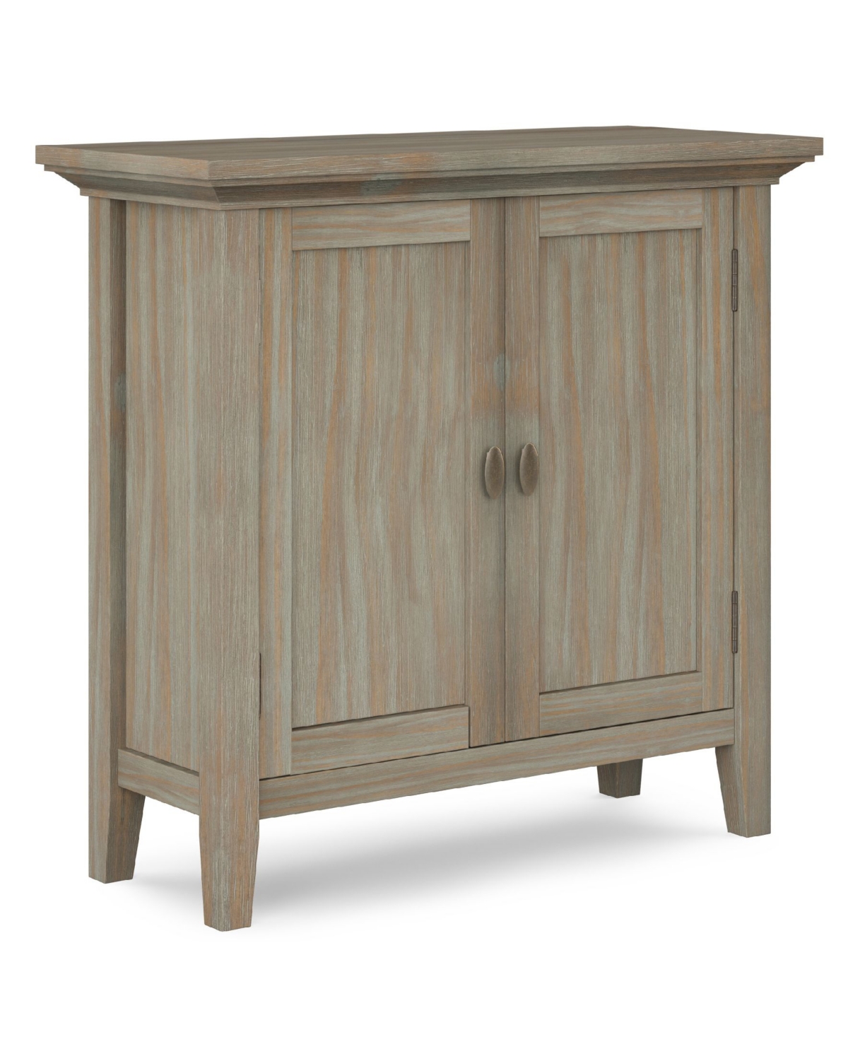 Simpli Home Redmond Solid Wood Low Storage Cabinet In Distressed Gray