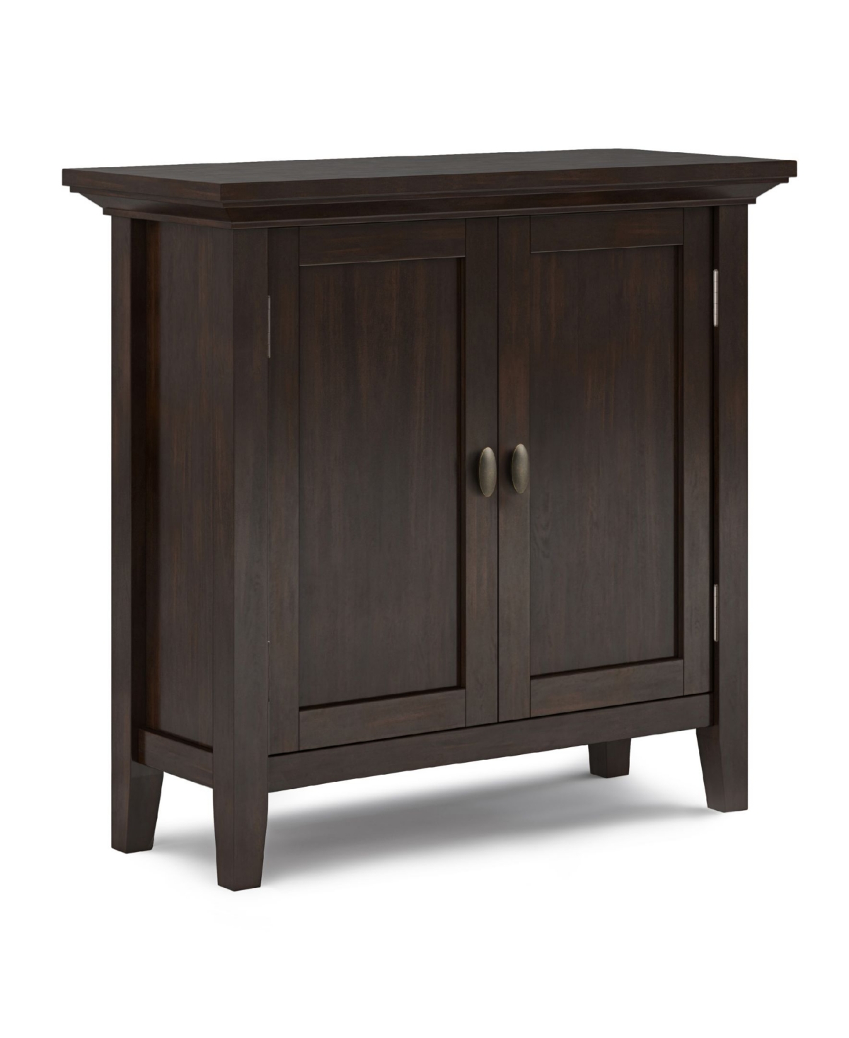 Simpli Home Redmond Solid Wood Low Storage Cabinet In Brunette Brown