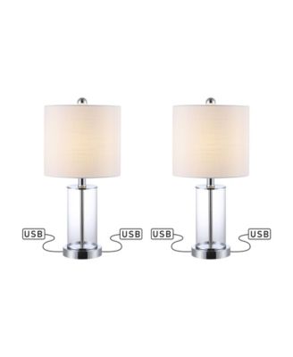 Abner Glass Modern Contemporary USB Charging LED Table Lamp, Set of 2