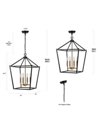 Pagoda 4-Bulb Lantern Metal LED Pendant