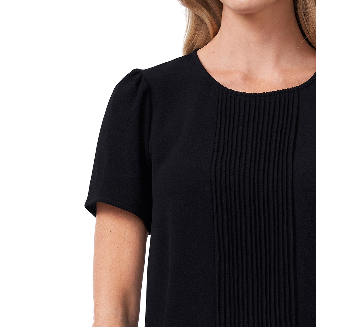 Cece Pintuck Top In Rich Black