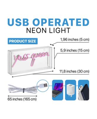 Yass Queen Contemporary Glam Acrylic Box USB Operated LED Neon Light