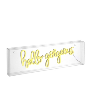 Jonathan Y Hello Gorgerous Contemporary Glam Acrylic Box Usb Operated Led Neon Light In Yellow