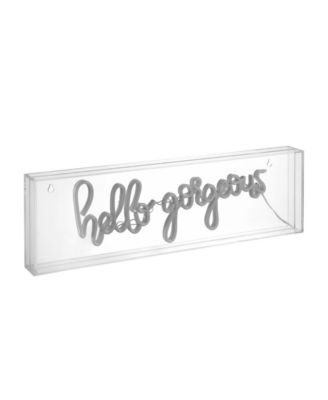Hello Gorgerous Contemporary Glam Acrylic Box USB Operated LED Neon Light