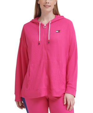 Tommy Hilfiger Sport Plus Size Waffle-Knit Zip-Front Hoodie