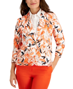 Kasper Printed Shawl-Collar Blazer