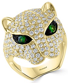 EFFY® Diamond (2-1/2 ct. t.w.) & Tsavorite (1/4 ct. t.w.) Panther Ring in 14k Gold
