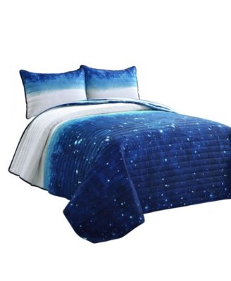 Lush Decor Make A Wish Space Star Ombre Quilt Collection In Navy,white