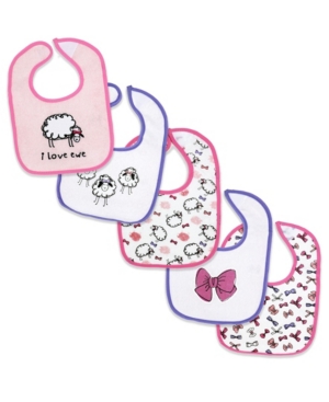 Baby Girls Sheep Terry Bibs Set Pack of 5