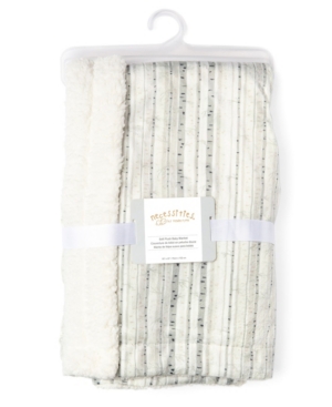 Tendertyme Kids' Baby Girls And Boys Birch Pattern Mink Sherpa Blanket In Gray And White