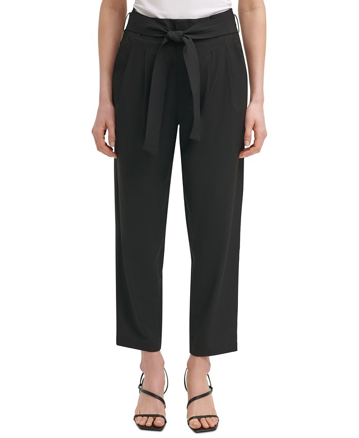 Calvin Klein Tech Stretch Belted Ankle Pants - Macy's