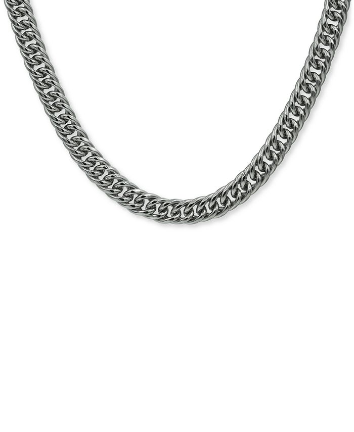 Blackjack Men's Flat Cuban Link 24" Chain Necklace in Stainless Steel