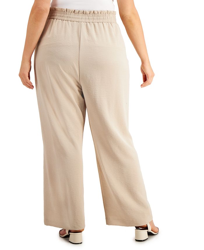 Calvin Klein Plus Size Wide-Leg Pull-On Pants - Macy's