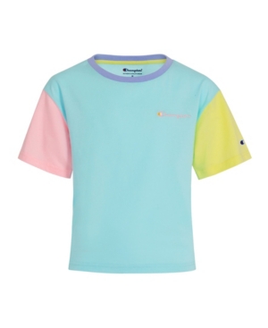 Champion Big Girls Colorblock Script Boxy Tee