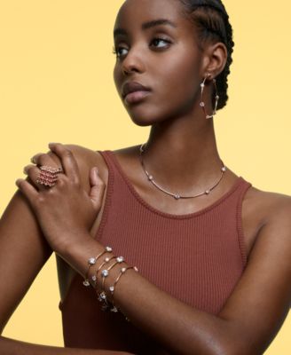 Rose Gold-Tone Crystal Station Bangle Bracelet