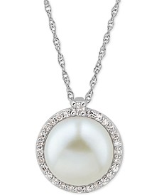 Cultured Freshwater Pearl (8mm) & Diamond (1/10 ct. t.w.) 18" Pendant Necklace