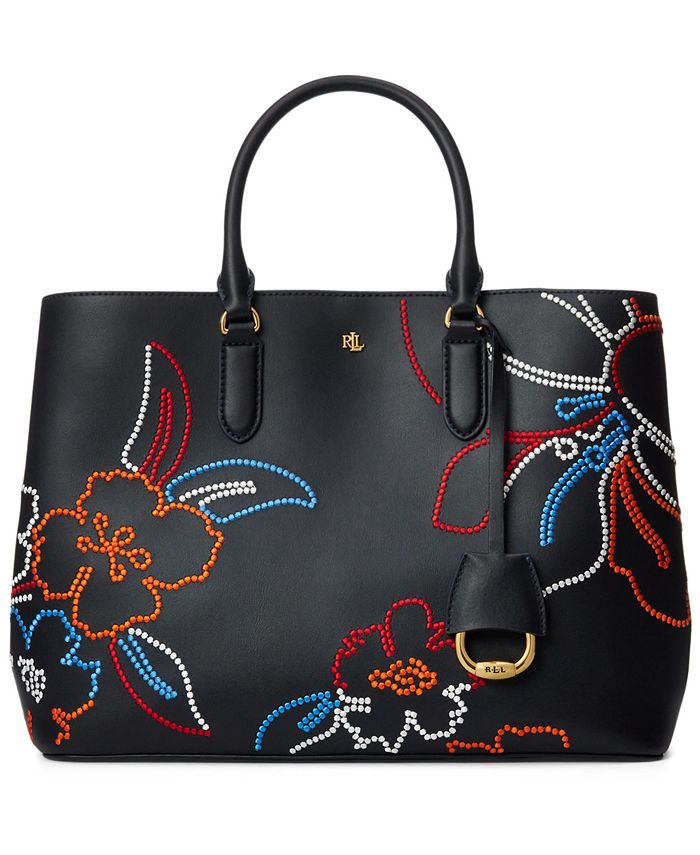 Lauren Ralph Lauren Marcy Large Embroidered Leather Satchel Macy s
