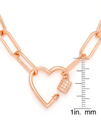 Cubic Zirconia Link Heart Bracelet in Yellow Gold or Rose Gold Plate