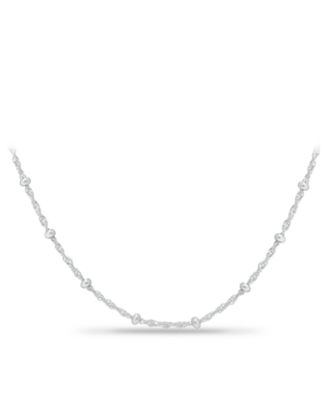 Sterling Silver Necklace, 18" Small Bead Singapore Chain