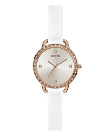 Women's Glitz Rose Gold-Toned White Patent Leather Watch 30mm