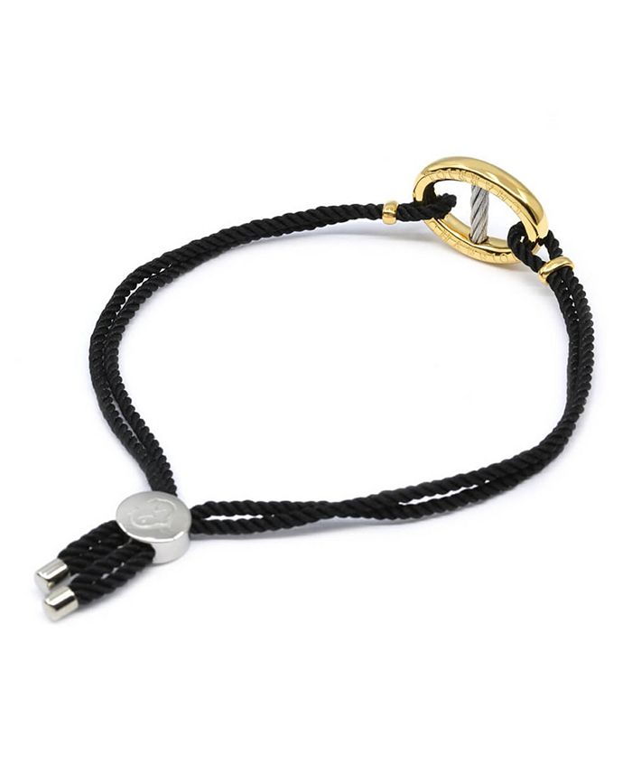 CHARRIOL Marina, Silver bracelet with black or brown string in yellow ...