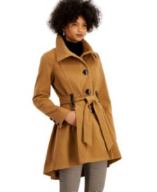 Juniors' Belted Skirted Coat