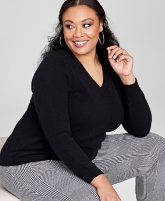 women's plus size v neck sweaters