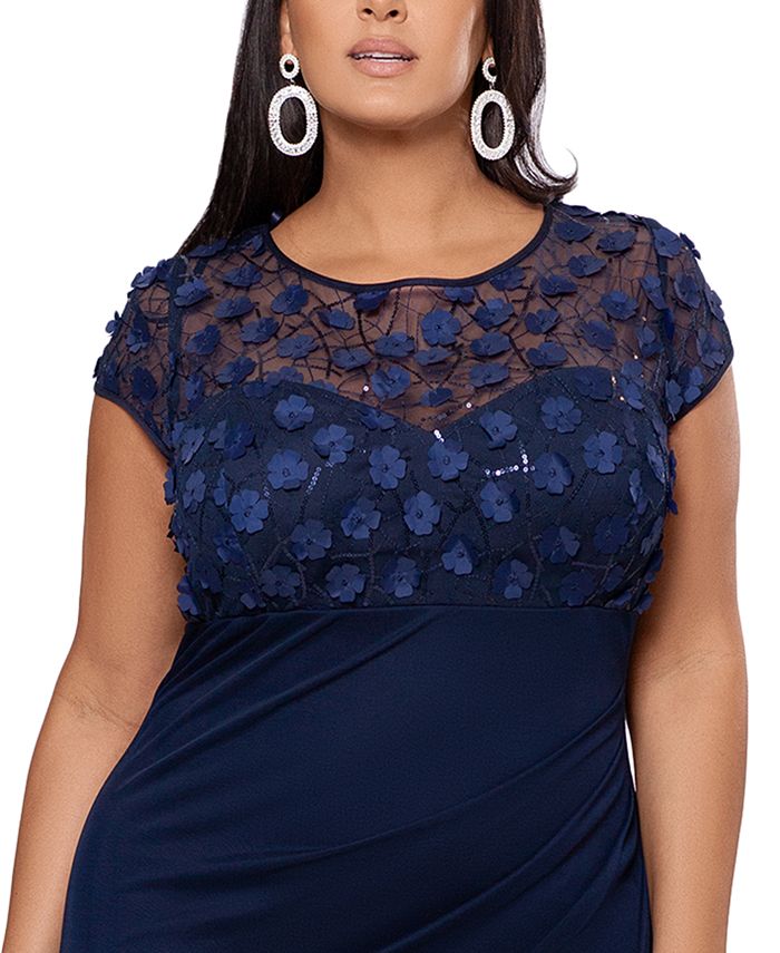 XSCAPE Plus Size 3DFloral Gown & Reviews Dresses Plus Sizes Macy's
