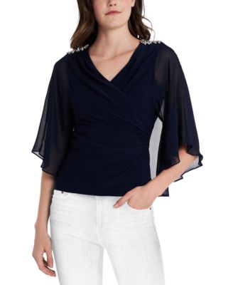 MSK - Embellished Surplice V-Neck Top