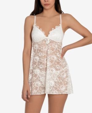 Linea Donatella Heather Babydoll Nightgown & Thong Lingerie Set