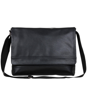 Kenneth Cole Reaction Slim 15" Laptop Flapover Messenger Bag In Black