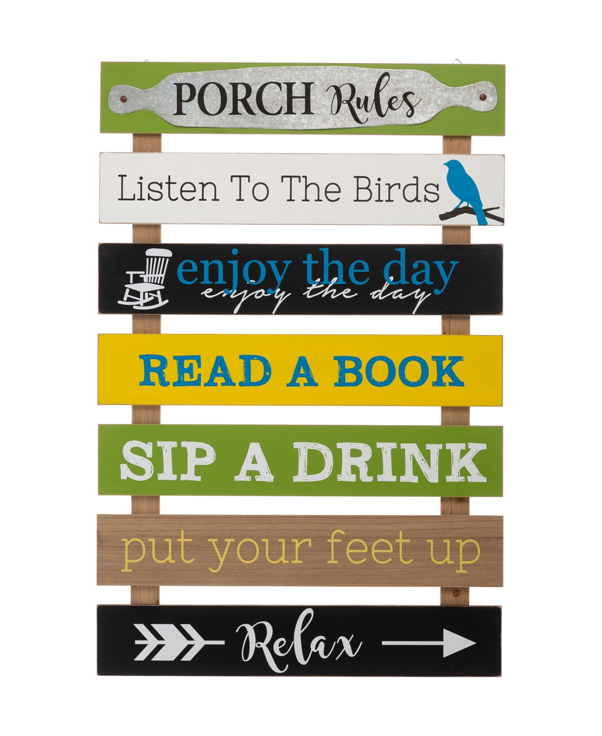 Glitzhome Oversized Rustic Slats Porch Rules Sign Wall Sign In Multi