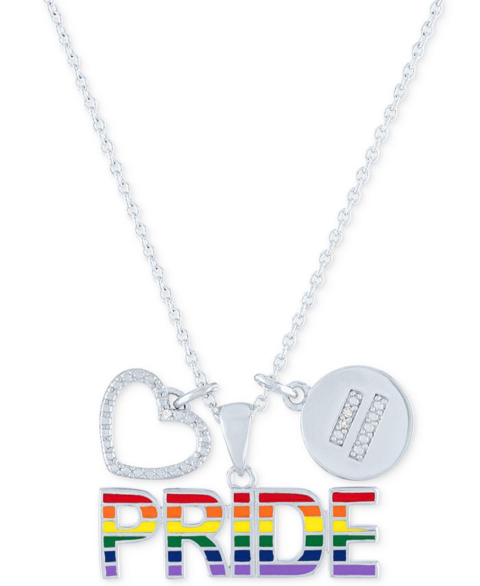 Macy's Diamond Accented Disc, Heart & PRIDE Pendant Necklace in ...