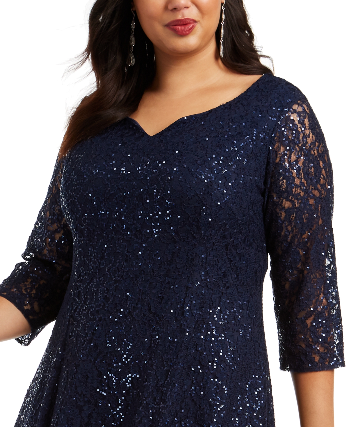 Sl Fashions Plus Size Sequined Lace Dress